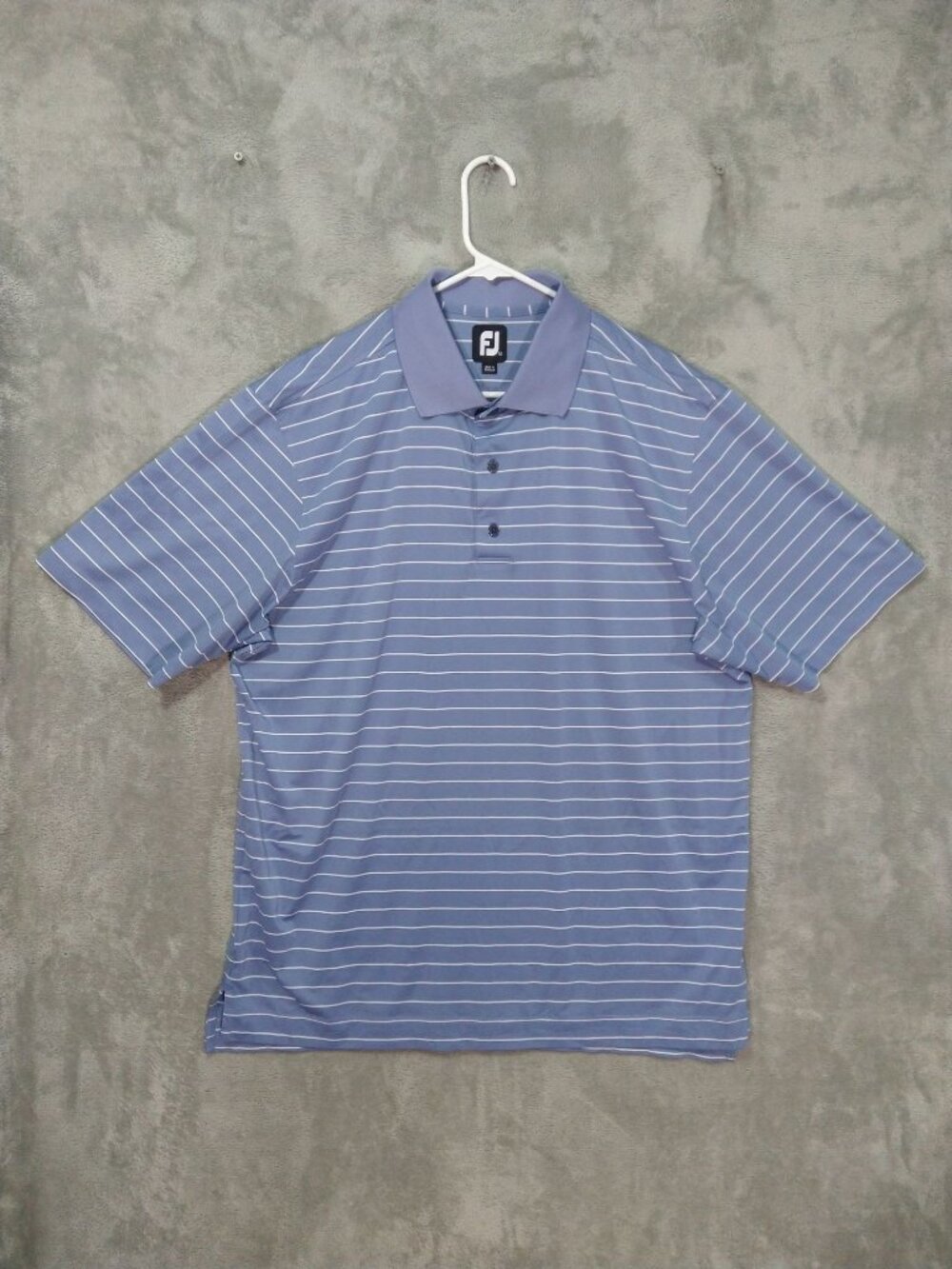FootJoy Shirt Mens Large Blue Striped Short Sleeve Golf Performance Stretch